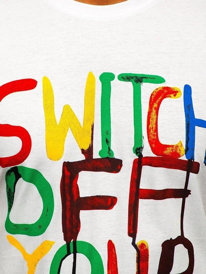 Herr T-shirt med tryck Vit Bolf 1181