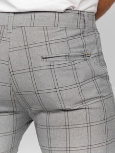 Herr Bomulls Rutig Chinos Grå-Svart Bolf 0036