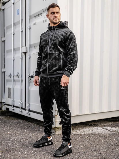 Herr Velour Träningsoverall Svart Bolf 3B113A2