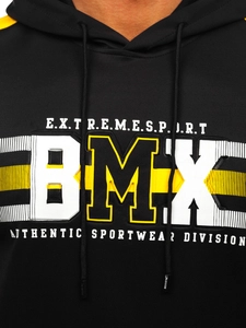 Herr Huvtröja med tryck Svart Bolf HY973