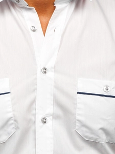 Herr Elegant Långärmad Skjorta Vit Bolf 5792