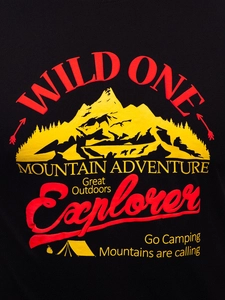 Herr Bomulls T-shirt med tryck Svart Bolf MPO3484