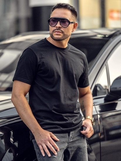 Herr Bomulls Basic T-shirt Svart Bolf 14291A