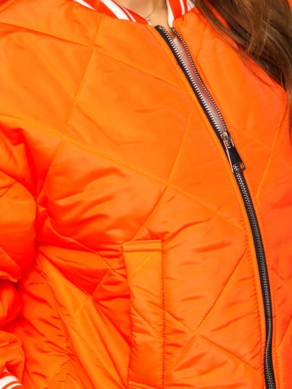 Dam Quiltad Lättvikts Bomberjacka Orange Bolf 82556