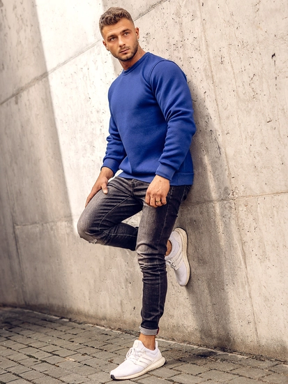 Herr Tjock Sweatshirt Royal Blå Bolf 2001A