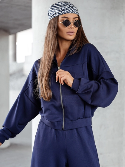 Dam 2-delad Träningsoverall med dragkedja och smör Marinblå Bolf 821109