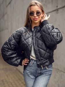 Dam Quiltad Bomberjacka Svart Bolf J9089
