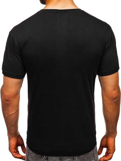Herr T-shirt med tryck Svart Bolf 008
