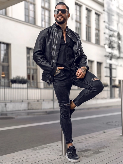 Herr Skinnjacka Svart Bolf 1073B