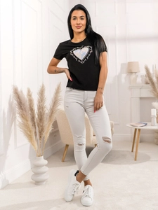 Dam T-shirt med tryck Svart Bolf 95T2510