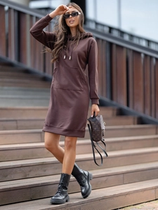 Dam sportig klänning med huva smör Choklad Bolf 523