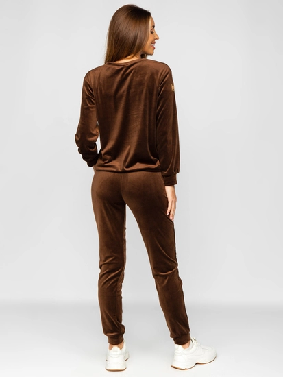 Dam 2-delad Velour Träningsoverall Brun Bolf 8129