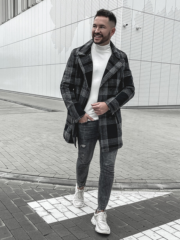 Herr Varm rutig vinterrock Svart Bolf 1193-1