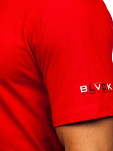 Herr Bomulls T-shirt med tryck Röd Bolf 14739