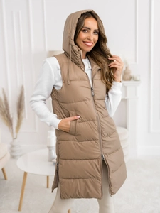 Dam Lång Quiltad Väst Beige Bolf B8212