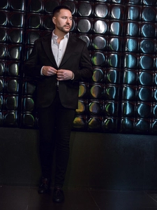 Herr Kavaj i sammet Svart Bolf 24410