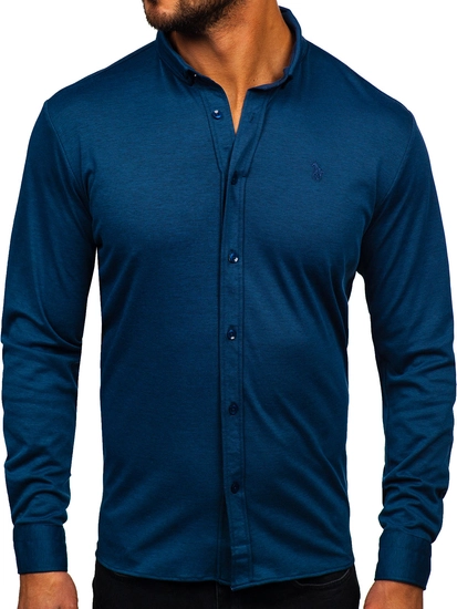 Herr Casual Långärmad Skjorta Marinblå Bolf 500