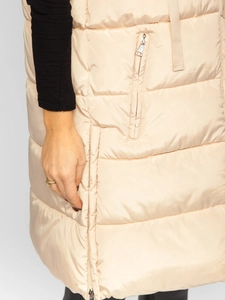 Dam Lång Quiltad Oversize Väst Beige Bolf 81276