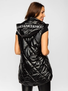 Dam Lång Quiltad Väst Svart Bolf 16M9075