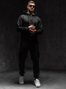 Herr Tjock Huvtröja med dragkedja Svart Bolf 2008