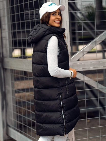 Dam Lång Quiltad Väst Svart Bolf 81261B