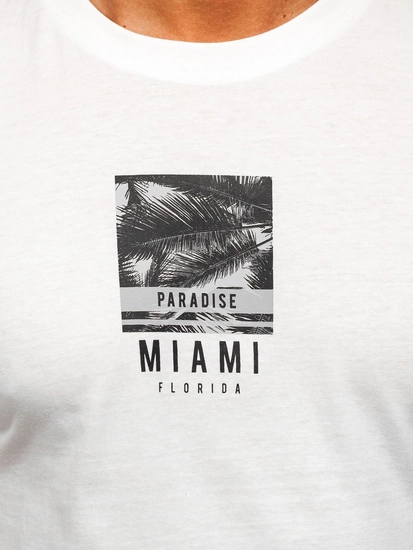 Herr Bomulls T-shirt med tryck Vit Bolf MPO3500