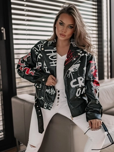 Dam Bikerjacka i läder Svart Bolf HX1995