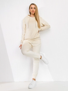 Dam 2-delad Träningsoverall i velour med huva Ecru Bolf 8C1175