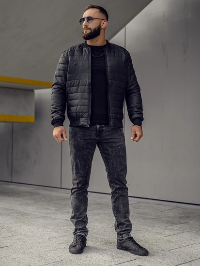 Herr Lättvikt Quiltad Bomberjacka Svart Bolf MY-02A2