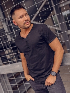 Herr Basic V-ringad T-shirt Svart Bolf 4049A