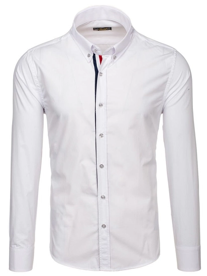 Herr Elegant Långärmad Skjorta Vit Bolf 3713