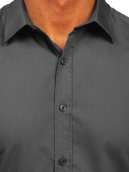 Herr Elegant Långärmad Skjorta Ljusgrafitgrå Bolf 1703