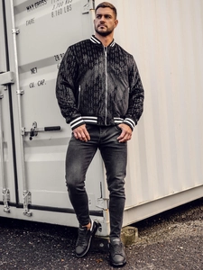 Herr Vändbar Vinterjacka baseball i bomber Svart Bolf 3B105