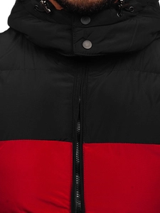 Herr Quiltad Väst med huva Vinröd Bolf 1189