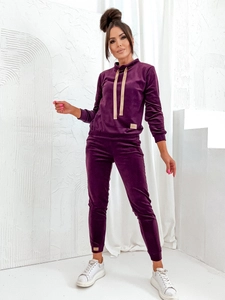 Dam 2-delad Träningsoverall i velour Vinröd Bolf 637