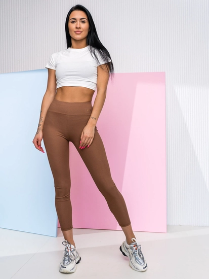 Dam Randiga Leggings Brun Bolf W7903