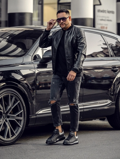 Herr Skinnjacka Bomber Svart Bolf 6803A