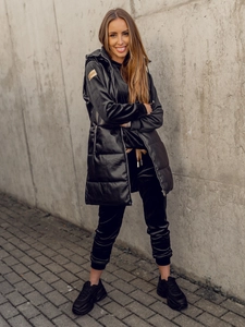 Dam Lång Quiltad Väst Svart Bolf AY756