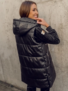 Dam Lång Quiltad Väst Svart Bolf AY756