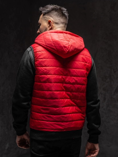 Herr Quiltad Väst med huva Röd Bolf MY88A1