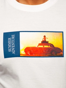 Herr Bomulls T-shirt med tryck Vit Bolf MPO3559