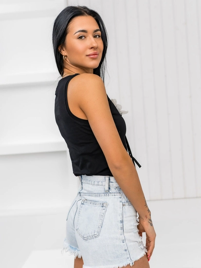 Dam Linne med tryck Svart Bolf 96T656