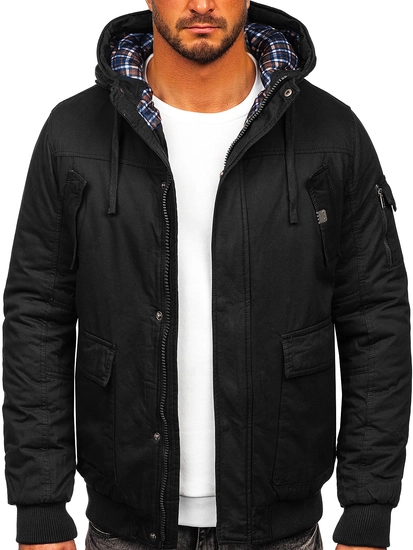 Herr Tjock vinterjacka i bomull Svart Bolf 1890