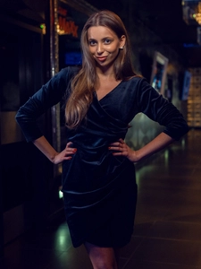 Dam Skrynklig Velourklänning Svart Bolf Bellisima