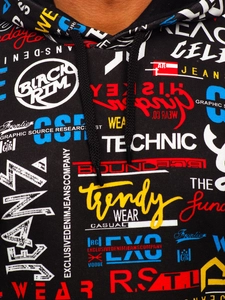 Herr Huvtröja med tryck Svart Bolf 141000