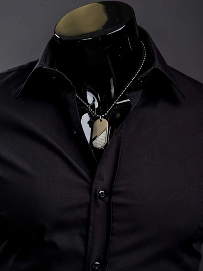 Herr Elegant Långärmad Skjorta Svart Bolf 1703A