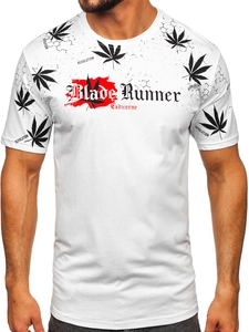 Herr Bomulls T-shirt med tryck Vit Bolf 14744