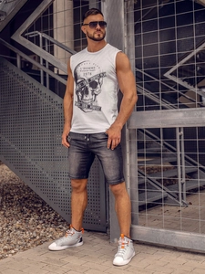 Herr Linne med tryck Vit Bolf 14807A