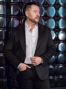 Herr Kavaj i sammet Svart Bolf 24410