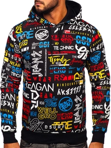 Herr Huvtröja med tryck Svart Bolf 141000